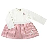 2017年 春物 UZULAND ウズランド タックレース×ストライプ布帛切替 ワンピース アイボリー-ピンク◇95cm