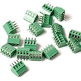 E-Simpo(R) 20個 2.54mm 間隔 ビス式PCB リード線端子, PCBスクリューターミナルブロック, まっすぐ 150V 6A (4P)