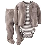 カーターズ Carter's ロンパース ボディスーツ カーディガン パンツ テリーコットン 3点セット 足つき 男の子 女の子 春秋 3-Piece Terry Cardigan Set NB (5