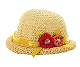 黄、赤ちゃんの夏のビーチ太陽の麦わら帽子、[2つの花を持つ太陽の帽子]