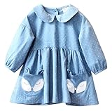 Plus Nao(プラスナオ) ワンピース 長袖 丸首 丸襟 フレアスカート 水玉 ドット ポケット付き 子供 キッズ ジュニア 女の子 女児 100cm 110c ライトブルー 110cm