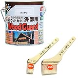 天然木製ウッドデッキ・フェンス・ラティスなどのお手入れに 油性ウッドガード外部用 クリヤ 01 0.7L 塗装用刷毛2本セット