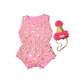 PER ベビー服　カバーオール　ロンパース　女の子　袖なし　可愛い　夏服　ヘッドバンド付き　6-36ヶ月 (S, ピンク)