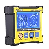 KKmoon DXL360 2軸 デジタル角度計 デジタルレベル 5側マグネットベース デジタル分度器 高精度デジタル水準器 100-240V 50-60Hz