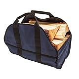 薪ログキャリア耐久性Heavy Dutyキャンバス薪暖炉トートバッグ木製ストーブアクセサリー 24" (L) x 12" (H) x 10" (D) ブルー B01ER41N5A