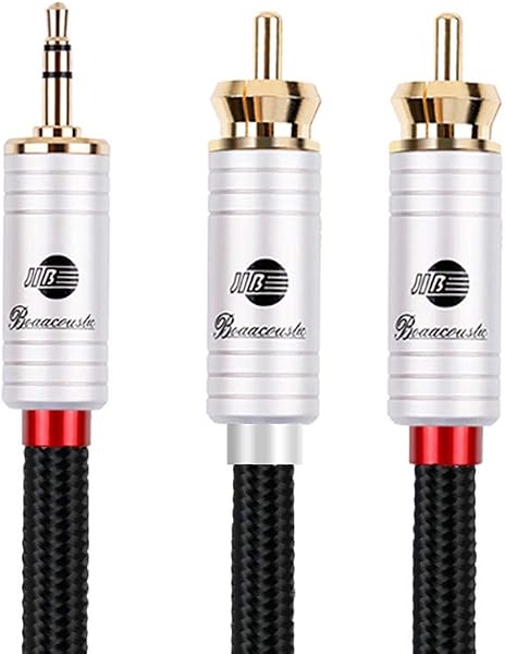 BOAACOUSTIC AUX オーディオケーブル 標準3.5mmステレオミニプラグ to 2RCA オス(赤R/白L) 変換アダプタ/CDプレーヤー/スマホ/スピーカー/DVD/ホームシアタ/TV 等に対応/長さ3m - 1