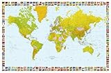 マップポスター写真壁紙 – マップの世界、フラグを、英語で( 69 x 45 cm )