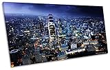 London City Skylineブルーボックスフレームキャンバス壁アートパノラマ印刷画像 180cm wide x 90cm high