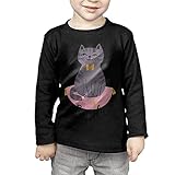 グレー猫　スマイル　 子供服 春秋 長袖 Tシャツ トレーナー 丸い襟 キッズ 男の子 女の子 ベビー おしゃれ カジュアル ファッション 可愛い