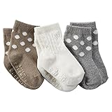 カーターズ（Carter's） 女の子用オフホワイト飾り編みxグレーx薄茶色水玉模様靴下3枚組セット (12-24months(78-86cm)) [並行輸入品]