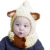 Goenn かわいい 帽子 &マフラー セット ベビー 赤ちゃん帽子 冬防寒 冬 しもやけ 対策 キッズ子供用 誕生日、お祝い、プレゼント　かわいい防寒帽子 公園 お出かけ お散歩 (ベージュ)