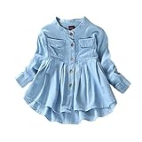 Cutelove　トップス　ワンピース　ブラウス　子供服　ジーンズ　フリルシャツ　カジュアル　デニム　ソフトファブリック　ベビー服　女の子　ガールズ　赤ちゃん　秋　春　可愛い　おしゃれ　韓国