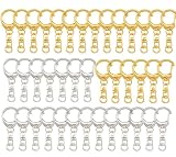 LeTradeJP キーホルダー金具 り キーホルダー パーツ40個入り回転カン付き ハンドメイド キーリング アクセサリー 手作り 素材 DIY 副資材DIY 手芸用品 パーツ ゴールドシルバー2色