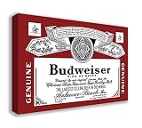 レトロBudweiserビールラガーヴィンテージラベルキャンバス壁アート 44" X 26" / 110 X 65cm DP_1400