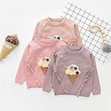 Pojour ベビー服 子供服 女の子ニットセーター 冬 防寒 かわいいアイスクリームセーター プルオーバー おしゃれトップス 暖かい 綿 厚手 ベビールームウェア 普段着 カジュアル 旅行 記念日 