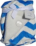Soft Sherpa Baby Blanket Mini Chevron Boys Blue/white Reversible by SL Baby Collection