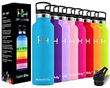 HoneyHolly 水筒 炭酸 大容量、ステンレス鋼飲料ボトル350ml、500ml、600ml、750ml、1000ml-漏れ防止、ストロー付き水筒、大人、男の子、女の子 、子供用のBPAフリーウォーターボトル、スパークリングウォーター、スポーツ、大学、学校、フィットネス、アウトドア、キャンプ、スポーツ 水筒、持ち運び便利、おしゃれ 、軽量、2つのふた