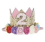 パーティーパーク ベビー キッズ 1/2（ハーフバースデー） 1歳 2歳 one 誕生日 バースデー ミニフェルト 王冠 ヘアーアクセサリー ヘアバンド 女の子 記念日 写真 撮影 カラフルフラワー 