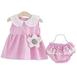 YY-Natuhi ベビー服 女の子 新生児 チェック柄 ワンピース ドレス パンツ付き 二点セット 子供服 タンクトップ キッズ 女児 かわいい 綿 春夏 入園式 卒園式 赤ちゃん 七五三 結婚式 