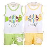 ハイキングフライ(Hikfly)二組 ベビー服男の子女の子 赤ちゃん柔らかい綿ツーピースノースリーブ袖无しTシャツ ベスト＆ショートパンツ セット(鱼) (6-12ヶ月, 女の子)