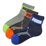 [プーマ] PUMA 靴下 キッズ 三足組 セット 男の子 子供用 ソックス ジュニア 小学生 中学生 ショートソックス クルー 足首