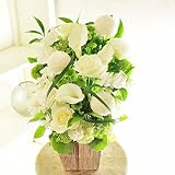 [KY110-1]供花アレンジメント　G&W Basket（グリーン・白系）＜　自宅のお供え花　仏壇花　枕花に　＞