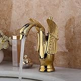 Luxury Swan StlyeゴールデンカラータップBasinミキサーウォーターフォール浴室洗面所蛇口、クローム仕上げys2443