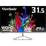 ViewSonic ビューソニックジャパン 31.5インチ 液晶モニター VX3276-2K-MHD-72 (WQHD/IPS/75Hz/4ms/HDMI,DP,mini DP/HDR10/Adaptive Sync/VESA/スピーカー内蔵/フリッカーフリー/ブルーライトフィルター/3年保証)