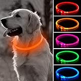 Weesiber 犬 光る首輪 - 充電式 LED 光る 犬 首輪 犬 散歩 ライト ペット 夜間 安全 お散歩 小型犬 中型犬 大型犬 犬用 ライト (オレンジ)