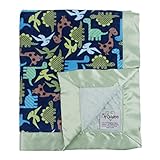 My Blankee Dino Minky Midnight w/ Minky Dot Sage Green Baby Blanket, 30 x 35 by My Blankee