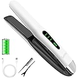 SUNMAY 2-in-1 Cordless Hair Straightener and Curler, Cordless Travel Flat Iron, Rechargeable Ceramic Mini Portable Curling Ir
