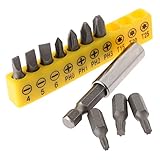 六角シャンク ドライバービット 延長ロッド付き 1/4" イエロー 10個入りセット