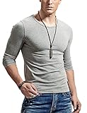 XDIAN 長袖 Tシャツ メンズ タイト スポーツ 綿 ゆる 無地 トップス メンズ Tシャツ綿 スリムフィット カジュアル スポーツ T shirt men grey L