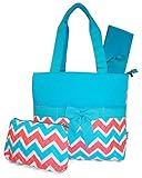 Quilted Diaper Bag with Changing Pad andアクセサリーケース – 3ピース L ZCT2121-TQ