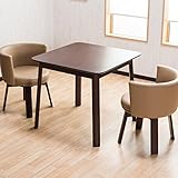 【ダイニングセット 2人用 カフェ】家カフェスタイル ダイニングテーブル 3点セット 「ニューポエム」 2人掛 丸みを帯びたデザインチェアー 柔らかクッション 80cm幅 テーブルカフェ 色：カフェ