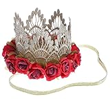 Lovoski ベビー　ガール　素敵な　花冠　ヘッドバンド　誕生日パーティー　ヘアアクセサリー　全8色 - 赤