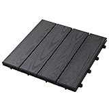 山善 人工木ジョイントタイル(10枚組) ブラック MWJT-M(BK)10P