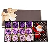 A-SZCXTOP ソープフラワー メリークリスマス 造花 フラワーソープ 12個セット 石鹸 バラ ギフトボックスを付き サンタクロース人形 ぬいぐるみ ローズ プレゼント