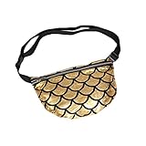 イエススポーツ　レディース　人魚　鱗　ウエストバッグ　ジュエリー　ポーチ　ショルダー　小物入れ　化粧品収納　キラキラ (ゴールデン)