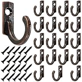 壁付けフック 吊り下げ収納 ネジ付 20本 レッドブロンズ アンティーク フック アンティーク調 NYANDELMO ND-0167-R04-RD-20