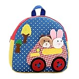 ゴシレ Gosear かわいい ウサギ 漫画 と クマ 柄 幼児 キャンバス かばん バッグ バックパック 赤ちゃん 子供 通学 学校 旅行 幼稚園 青色
