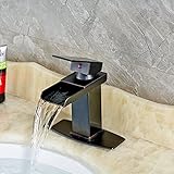 Senlesen Oil Rubbed Bronze Waterfall Spout Bathroom Sink Vessel Vanity faucets Lavatory Mixer Tap Si