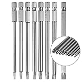 SODIAL 8ピース　磁気空洞ドライバービット　トルクスミス 1/4 六角六角シャンクスクリュードライバ電動工具 T8-T40 100mm