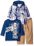 Little Rebels Baby Boys' 3 Piece Aviation Shirt Hood And Pant Set Blue 12 Months [並行輸入品]