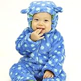キッズズー Kid's Zoo 着ぐるみフード付ファージャンプスーツ 水玉 ブルー (80cm)