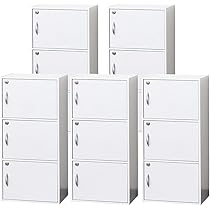 Amazon | 扉付き カラーボックス ホワイト 5個セット 鍵付き