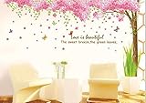 Jessie&letty Large Pink Sakura Flower Cherry Blossom Tree Wall Sticker Decals PVC Removable Wall Dec