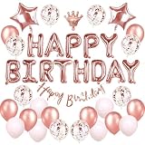 誕生日 飾り付け バルーン 48点 セット バースデー HAPPY BIRTHDAY バースデー ガーランド ローズゴールド 王冠 風船 デコレーション パーティー お祝い 記念日 サプライズ 男女兼用 (ローズゴールド)