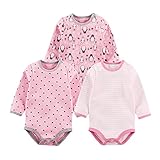 Baby Nest 長袖ボディースーツ 柄違い 3枚セット 女の子 ベビー服 新生児 ロンパース コットン 6-9M