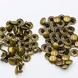 KUKU工房 両面カシメ レザークラフト材料 100組セット (頭12mmｘ足8mm, ブラック)